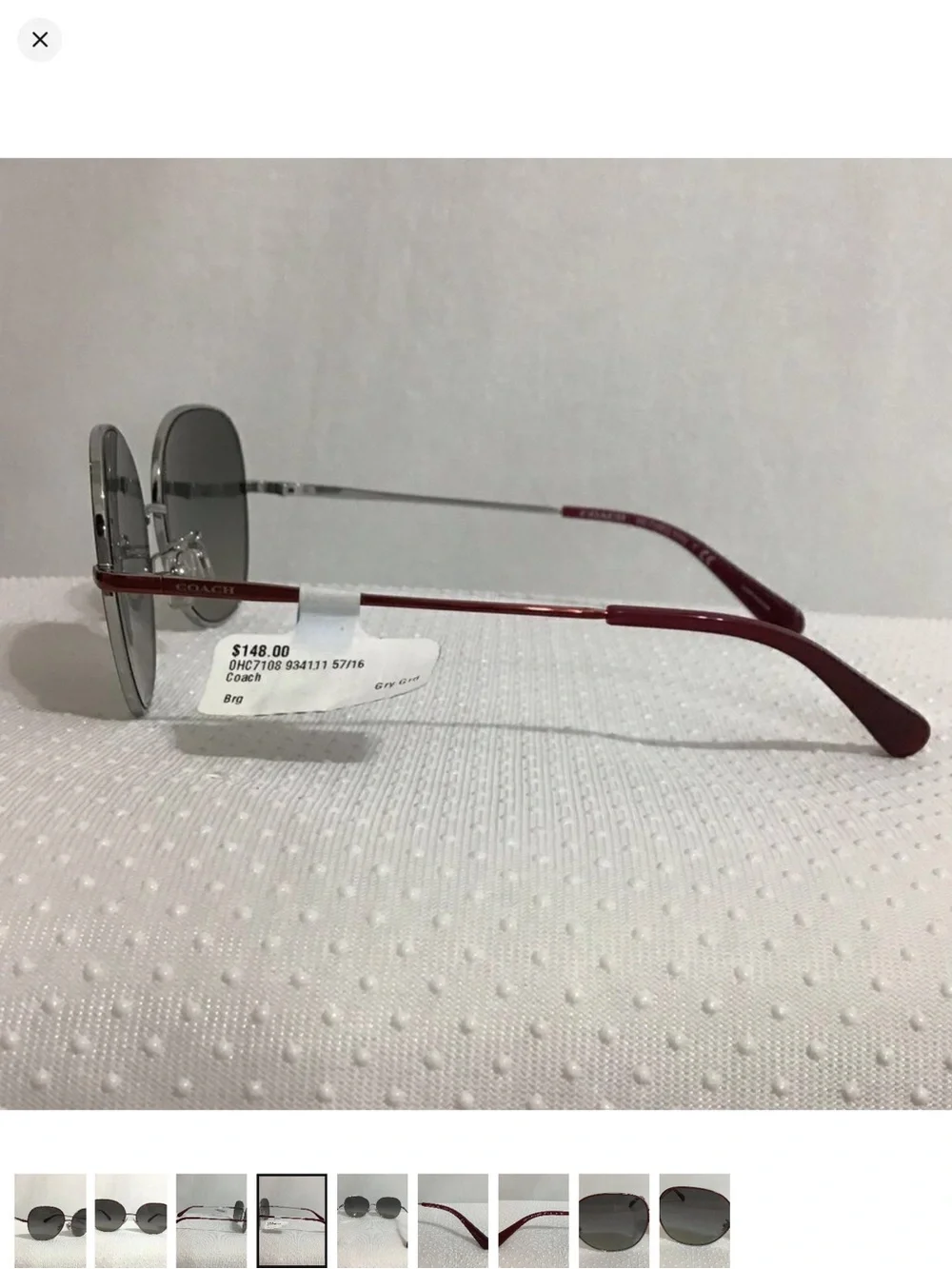 Women’s Red Metal Frame Sunglasses with Gray Lenses